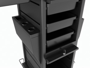 Hair Salon Trolley Rolling Cart with Drawers Attached 3D 모델