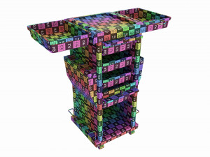 Hair Salon Trolley Rolling Cart with Drawers Attached 3D 모델