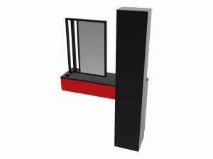 Hairdresser Organizer Shelf with Desk and Mirror 3D मॉडल
