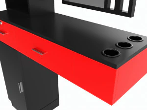 Hairdresser Organizer Shelf with Desk and Mirror 3D Model
