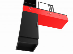 Hairdresser Organizer Shelf with Desk and Mirror 3D मॉडल