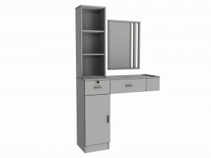 Hairdresser Organizer Shelf with Desk and Mirror 3D मॉडल