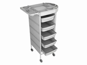 Carrello organizer per parrucchiere con porta accessori Modello 3D