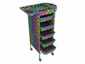 Carrello organizer per parrucchiere con porta accessori Modello 3D