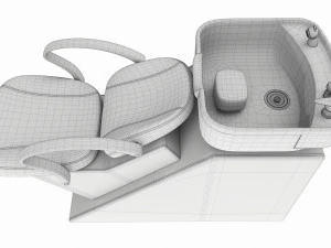 Esta&ccedil;&atilde;o de lavagem de pia de cabeleireiro com cadeira Modelo 3D