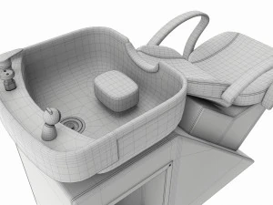 Esta&ccedil;&atilde;o de lavagem de pia de cabeleireiro com cadeira Modelo 3D