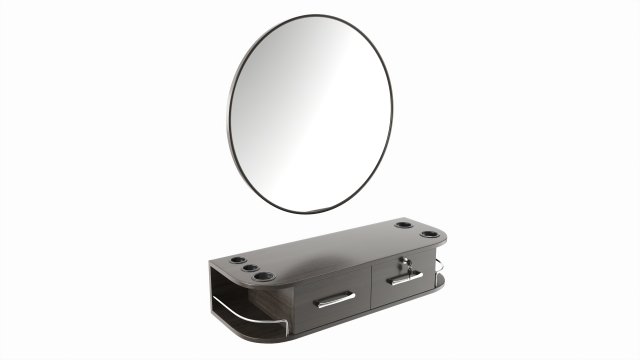 Hairdresser Wall-mounted Desk with Mirror 3D Model .c4d .max .obj .3ds .fbx .stl .blend 
