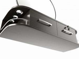 Hairdresser Wall-mounted Desk with Mirror 3D Model