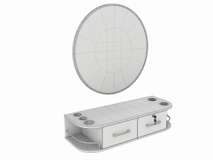 Hairdresser Wall-mounted Desk with Mirror 3D Model