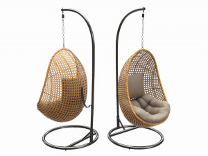 Hanging armchair with cushions 01 Modelo 3D