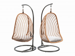 Hanging armchair with cushions 02 Modelo 3D