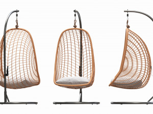 Hanging armchair with cushions 02 3D 模型