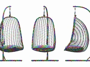 Poltrona suspensa com almofadas 02 Modelo 3D