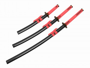 Japanese Katana Wakizashi Tanto Set 3D Model