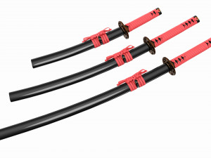 Japanese Katana Wakizashi Tanto Set 3D Модель