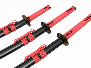 Japanese Katana Wakizashi Tanto Set 3D Модель