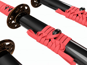 Japanese Katana Wakizashi Tanto Set 3D Модель