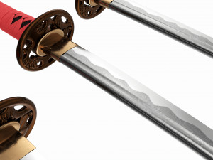 Japanese Katana Wakizashi Tanto Set 3D Модель