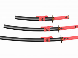 Japanese Katana Wakizashi Tanto Set 3D Модель