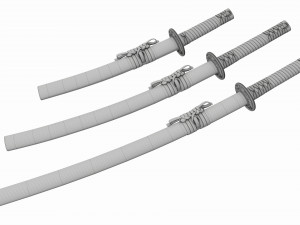 Japanese Katana Wakizashi Tanto Set 3D Модель