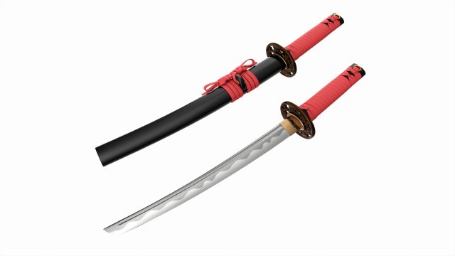 Japanese short sword O Tanto 3D Model .c4d .max .obj .3ds .fbx .stl .blend 