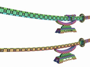 Japanese sword Katana on a small stand 3D Model