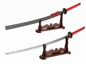Japanese sword Katana on a stand Modelo 3D