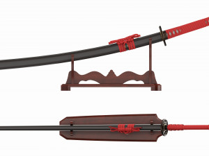 Japanese sword Katana on a stand 3D Model