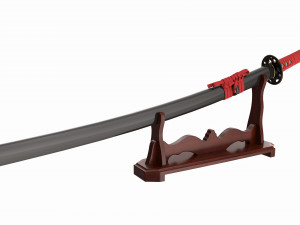 Japanese sword Katana on a stand 3D Model