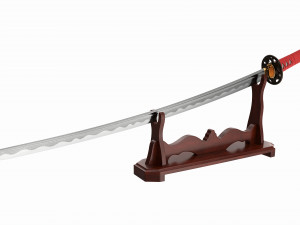 Japanese sword Katana on a stand 3D Model