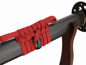 Japanese sword Katana on a stand 3D Model