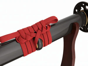 Japanese sword Katana on a stand 3D Model