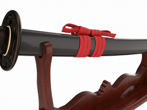 Japanese sword Katana on a stand 3D Model