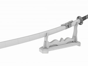Japanese sword Katana on a stand 3D Model