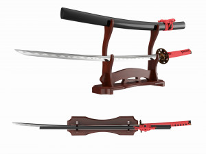 Japanese sword Katana on a two stand Modelo 3D