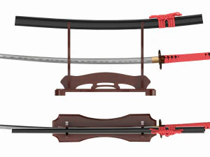Japans zwaard Katana op twee standaarden 3D Model