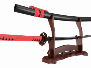 Japans zwaard Katana op twee standaarden 3D Model