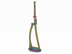 Japanese sword Katana on a vertical stand 3D Model