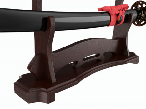 Japanese two sword Katana Wakizashi on a stand 3D मॉडल