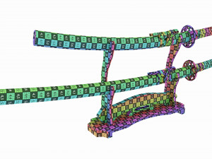 Japanese two sword Katana Wakizashi on a stand 3D मॉडल