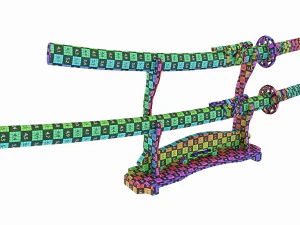 Japanese two sword Katana Wakizashi on a stand 3D Model