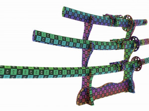 Katana Wakizashi Tanto Set on a Stand 3D 모델