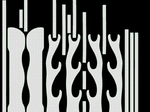 Stand &Uuml;zerinde Katana Wakizashi Tanto Seti 3D Model