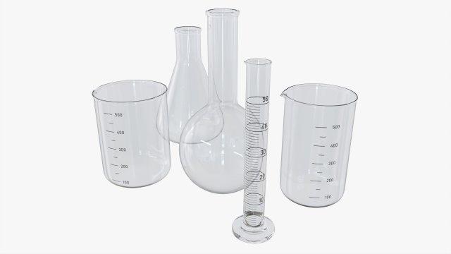Laboratory Glassware Flasks Measuring Cups Model 3D .c4d .max .obj .3ds .fbx .stl .blend 