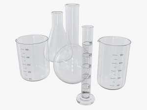 Laboratory Glassware Flasks Measuring Cups Modello 3D