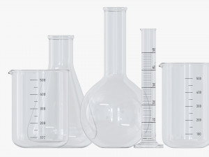 Laboratory Glassware Flasks Measuring Cups Model 3D