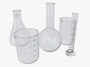 Laboratory Glassware Flasks Measuring Cups Model 3D
