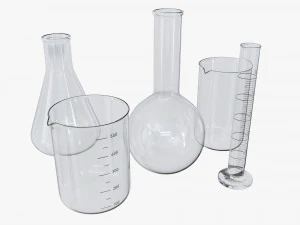 Laboratory Glassware Flasks Measuring Cups 3D Model