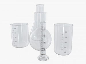 Laboratory Glassware Flasks Measuring Cups Model 3D