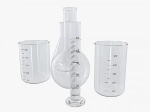 Laboratory Glassware Flasks Measuring Cups 3D Model